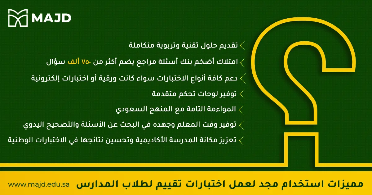 إعداد اختبارات تقييم نموذجية لطلاب المدارس السعودية عبر مجد