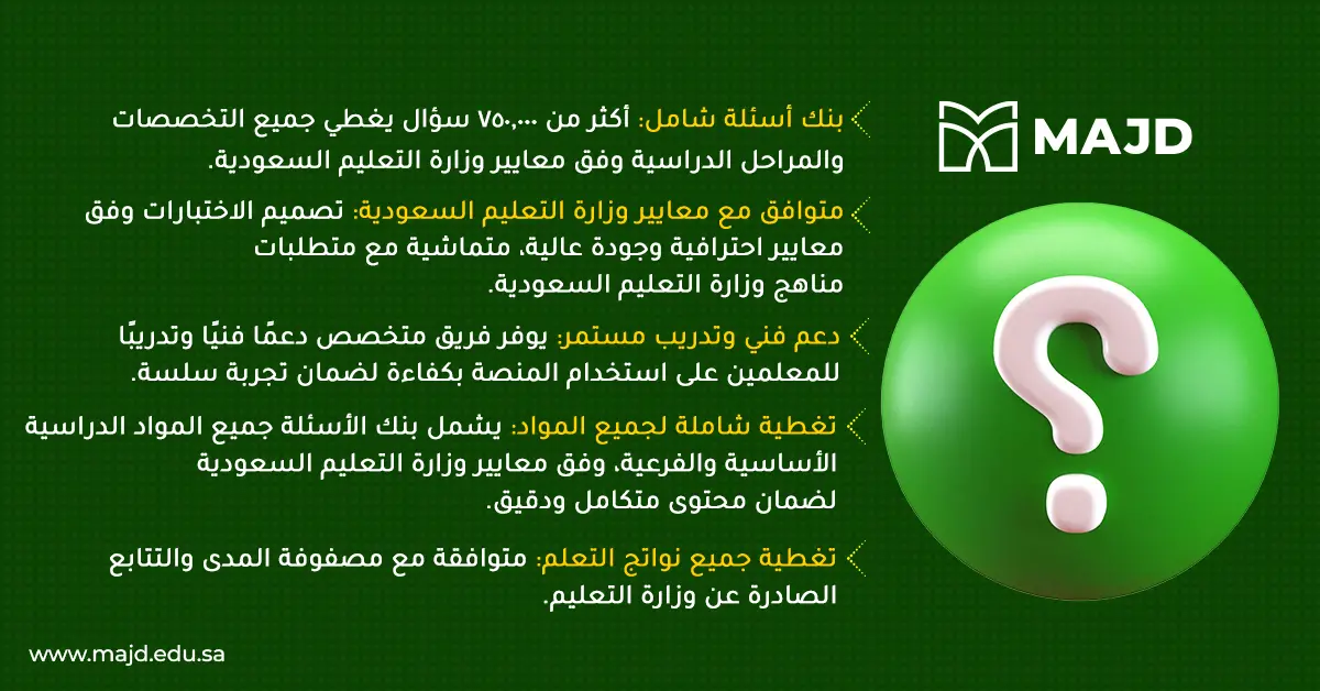 ٥ خطوات لعمل اختبارات الكترونية لغة عربية من بنوك أسئلة مجد